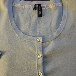 Maurices Sky Blue Lace-Trimmed Cardigan